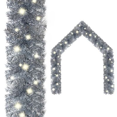 vidaXL Christmas Garland with LED Lights 10 m Silver