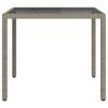 vidaXL Garden Table 90x90x75 cm Tempered Glass and Poly Rattan Grey