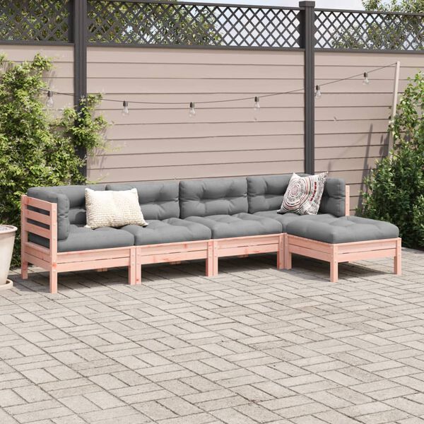 vidaXL 5 Piece Garden Sofa Set with Cushions Solid Wood Douglas Fir