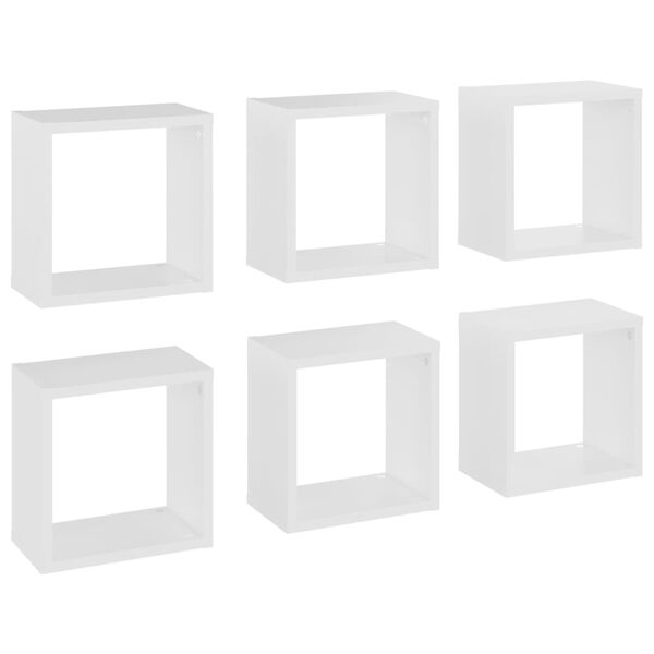 vidaXL Wall Cube Shelves 6 pcs White 26x15x26 cm