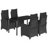 vidaXL 5 Piece Garden Dining Set with Cushions Black Poly Rattan