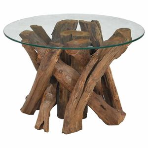 vidaXL Coffee Table Solid Teak Driftwood 60 cm