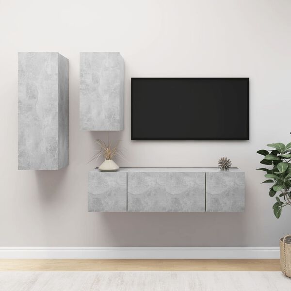vidaXL 4 Piece TV Cabinet Set Concrete Grey Engineered Wood