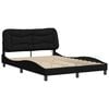 vidaXL Bed Frame with LED without Mattress "Hvar" Black 137x190 cm Double Fabric