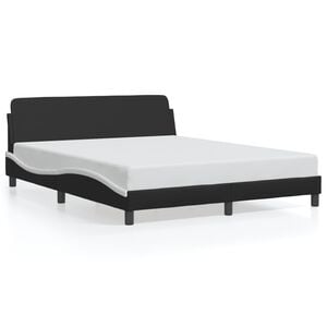 vidaXL Bed Frame "Dover" Black and White 152x203 cm Queen Faux Leather