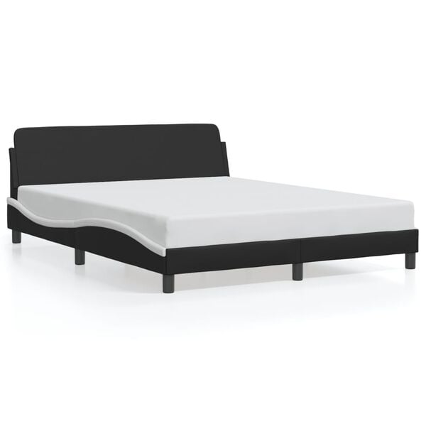 vidaXL Bed Frame "Dover" Black and White 152x203 cm Queen Faux Leather