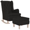 vidaXL Armchair with Rocking Legs and Stool Black Fabric