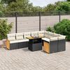vidaXL 10 Piece Garden Sofa Set with Cushions Black Poly Rattan