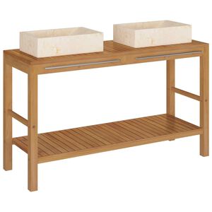 vidaXL Vanity Cabinet With Sink | Teak | Solid teak wood | Medium