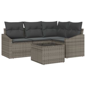 vidaXL Garden Sofa Set with Cushion 5 pcs Light Grey Poly Rattan