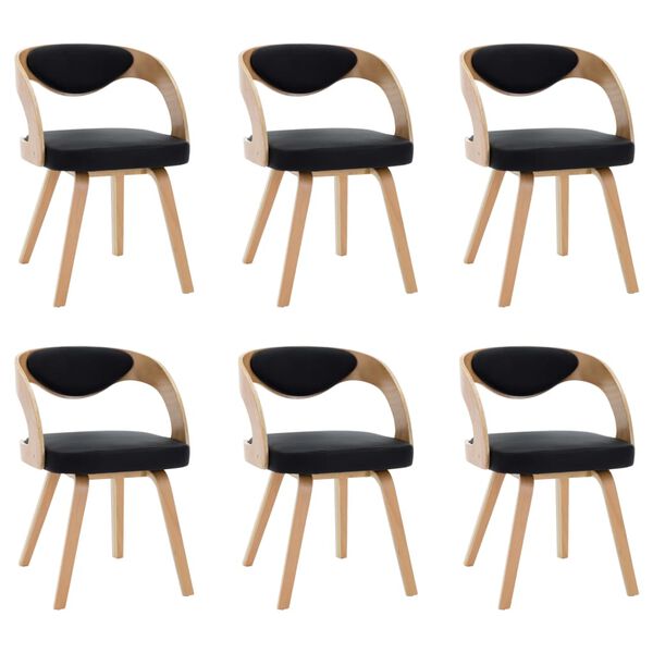 vidaXL Dining Chairs 6 pcs Black Bent Wood and Faux Leather