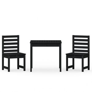 vidaXL 3 Piece Garden Bistro Set Black Solid Wood Pine