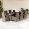 vidaXL 9 Piece Garden Dining Set with Cushions Grey Poly Rattan