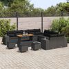 vidaXL Garden Sofa Set with Cushion 14 pcs Black Poly Rattan