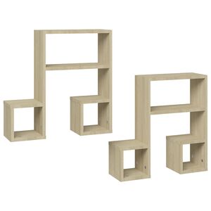 vidaXL Wall Shelf | Set of 2 | Sonoma Oak | Engineered wood