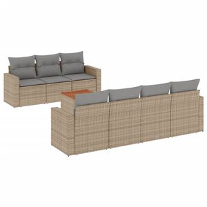 vidaXL 8 Piece Garden Sofa Set with Cushions Beige Poly Rattan