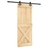 vidaXL Sliding Door Natural and Black 80 x 210 cm Solid Pine Wood