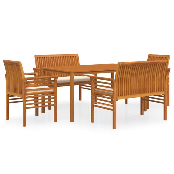 vidaXL 5 Piece Outdoor Dining Set with Cushions Solid Wood Acacia