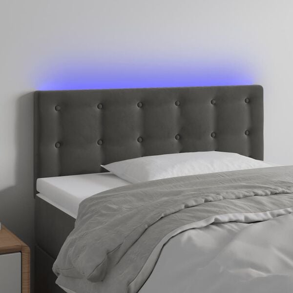 vidaXL LED Headboard Dark Grey 100 cm Velvet