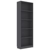 vidaXL 5-Tier Book Cabinet Grey 60x24x175 cm Engineered Wood