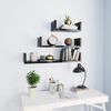 vidaXL Wall Display Shelf 3 pcs High Gloss Black Engineered Wood