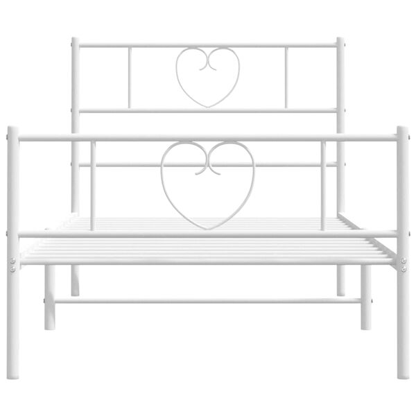 vidaXL Metal Bed Frame without Mattress with Footboard White 90x190cm