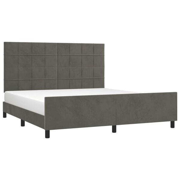 vidaXL Bed Frame without Mattress Dark Grey 152x203 cm Queen Velvet