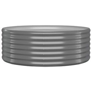 vidaXL Garden Raised Bed | Grey | Powder-coated steel | Medium | Durable