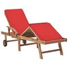 vidaXL Sun Loungers with Cushions 2 pcs Solid Teak Wood Red