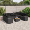 vidaXL 10 Piece Garden Sofa Set with Cushions Black Poly Rattan