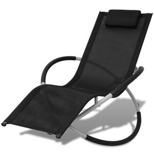vidaXL Outdoor Geometrical Sun Lounger Steel Black and Grey