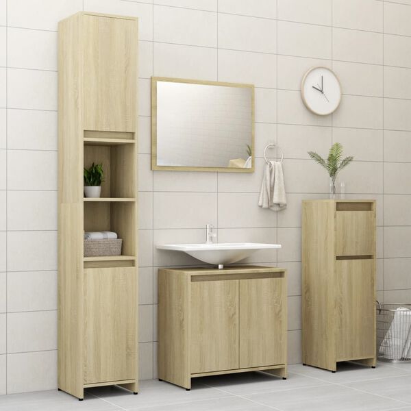 vidaXL Bathroom Cabinet Sonoma Oak 30x30x95 cm Engineered Wood