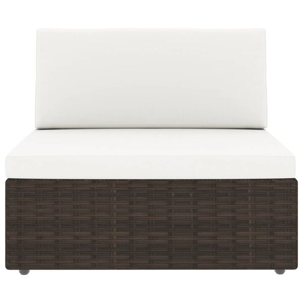 vidaXL 6 Piece Garden Lounge Set with Cushions Brown Poly Rattan