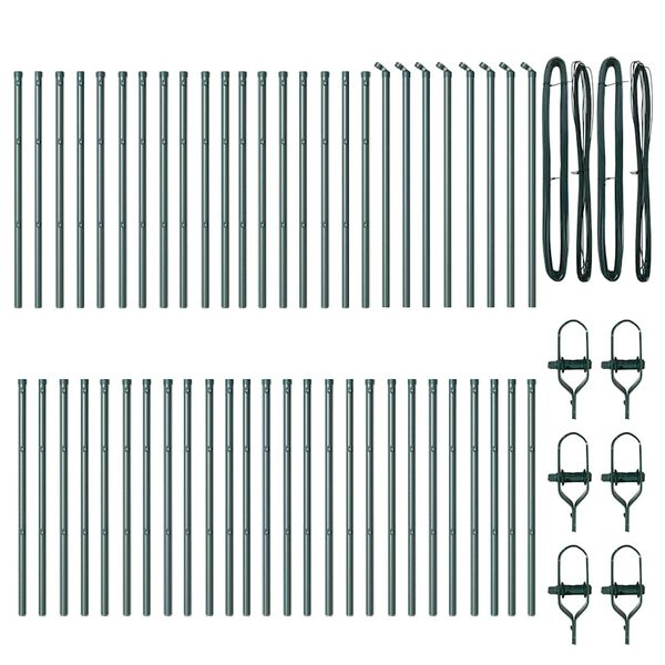 vidaXL Fence Post Other 52 pcs Green 3.2 x 3.2 x 120 cm Steel