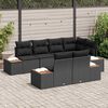 vidaXL Garden Sofa Set with Cushion 7 pcs Black Poly Rattan