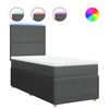 vidaXL Box Spring Bed with Mattress Dark Grey King Single Fabric