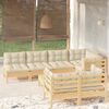 vidaXL 8 Piece Garden Lounge Set with Cream Cushions Solid Pinewood