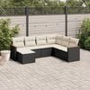 vidaXL 7 Piece Garden Sofa Set with Cushions Black Poly Rattan