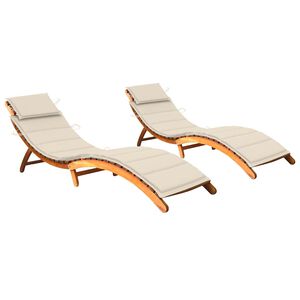 vidaXL Sun Loungers 2 pcs with Cushions Solid Acacia Wood