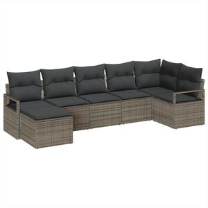 vidaXL Sofa Set 7 pcs Grey Poly Rattan