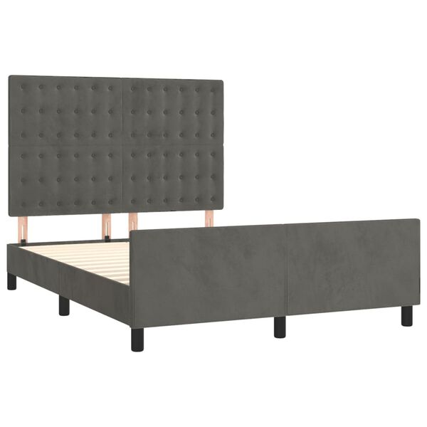vidaXL Bed Frame without Mattress Dark Grey 137x187 cm Double Velvet