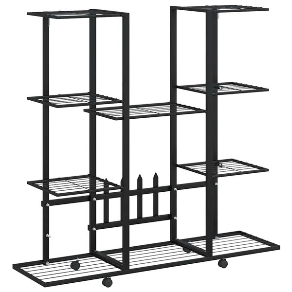 vidaXL Flower Stand with Wheels 94.5x24.5x91.5 cm Black Iron