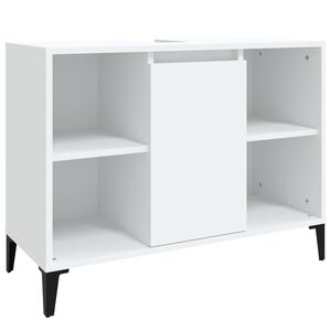 vidaXL Sink Cabinet | White | Engineered wood, Metal | Medium