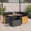 vidaXL 5 Piece Garden Sofa Set with Cushions Black Poly Rattan Acacia