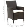 vidaXL 5 Piece Outdoor Dining Set with Cushions Poly Rattan Brown