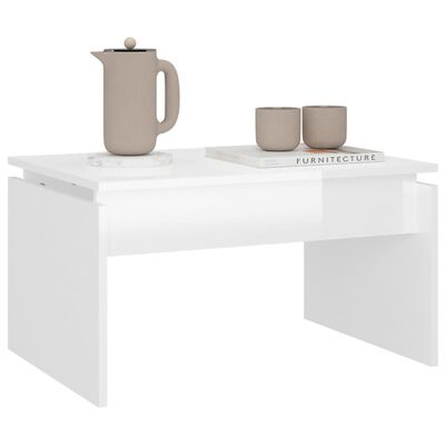 vidaXL Coffee Table High Gloss White 68x50x38 cm Engineered Wood