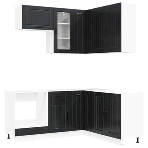 vidaXL Kitchen Unit LUCCA 8 pcs Black Engineered Wood