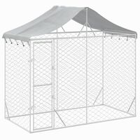 vidaXL Outdoor Dog Kennel with Roof Silver 3x1.5x2.5 m Galvanised Steel