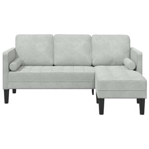 vidaXL Sofa Set with Cushion Light Grey Polyester