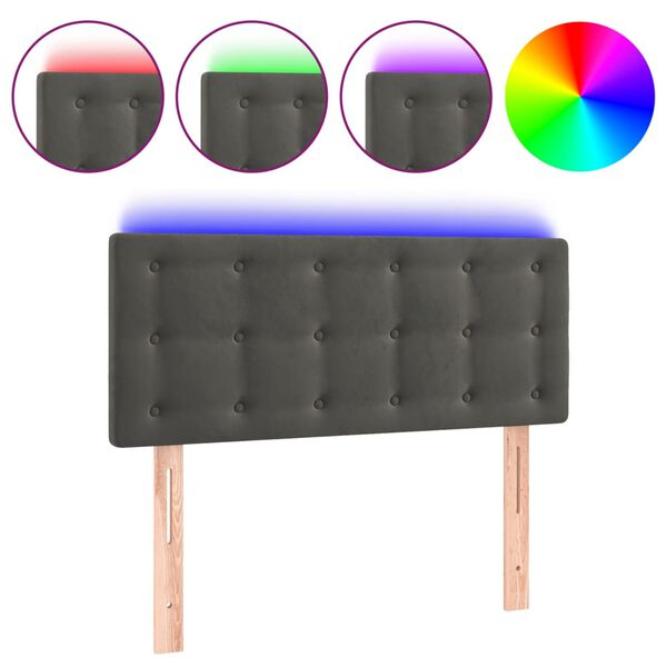 vidaXL LED Headboard Dark Grey 100 cm Velvet